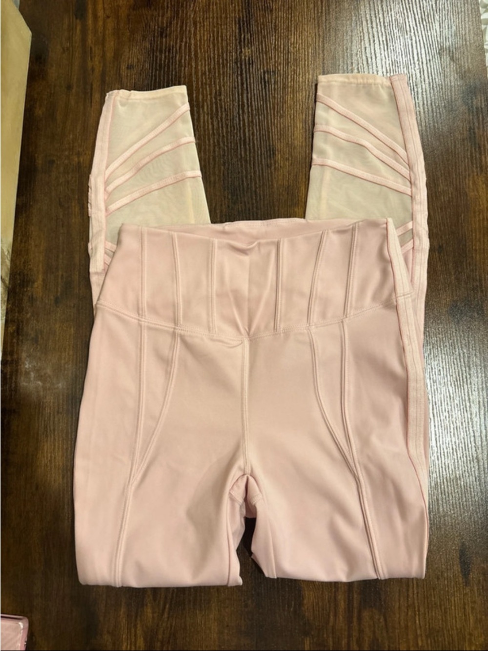 FP Movement by Free People Blush Pink High-Waist Mesh-Panel Leggings